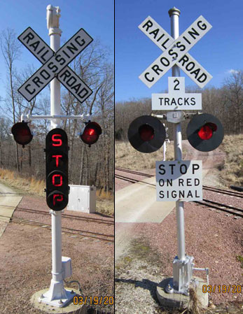 What are different types of railroad crossing signals?
